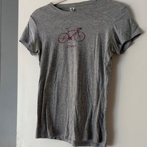 Women's Owen band Short Sleeve Gray T-Shirt with Bicycle Graphic